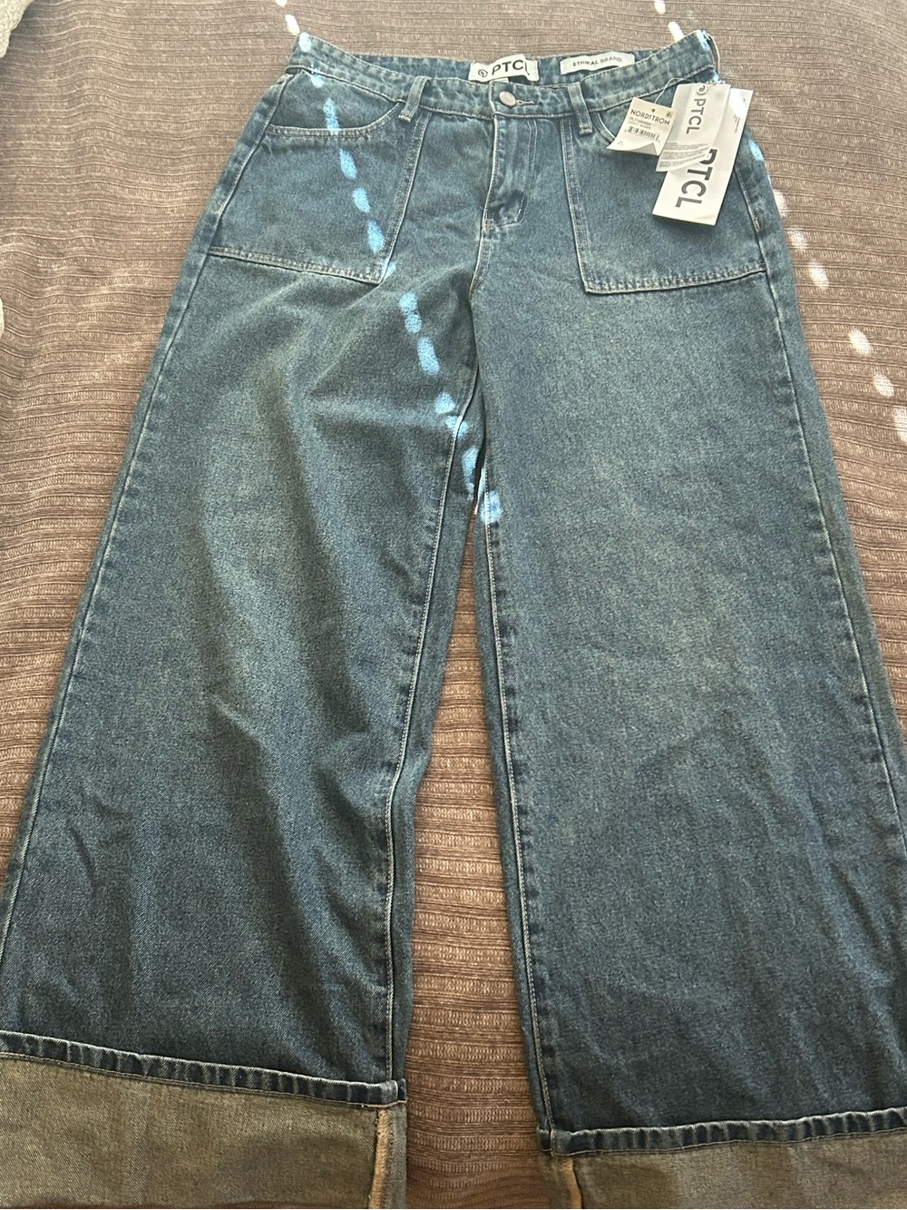TCL Cropped Wide-Leg Jeans in Dark Blue Denim
